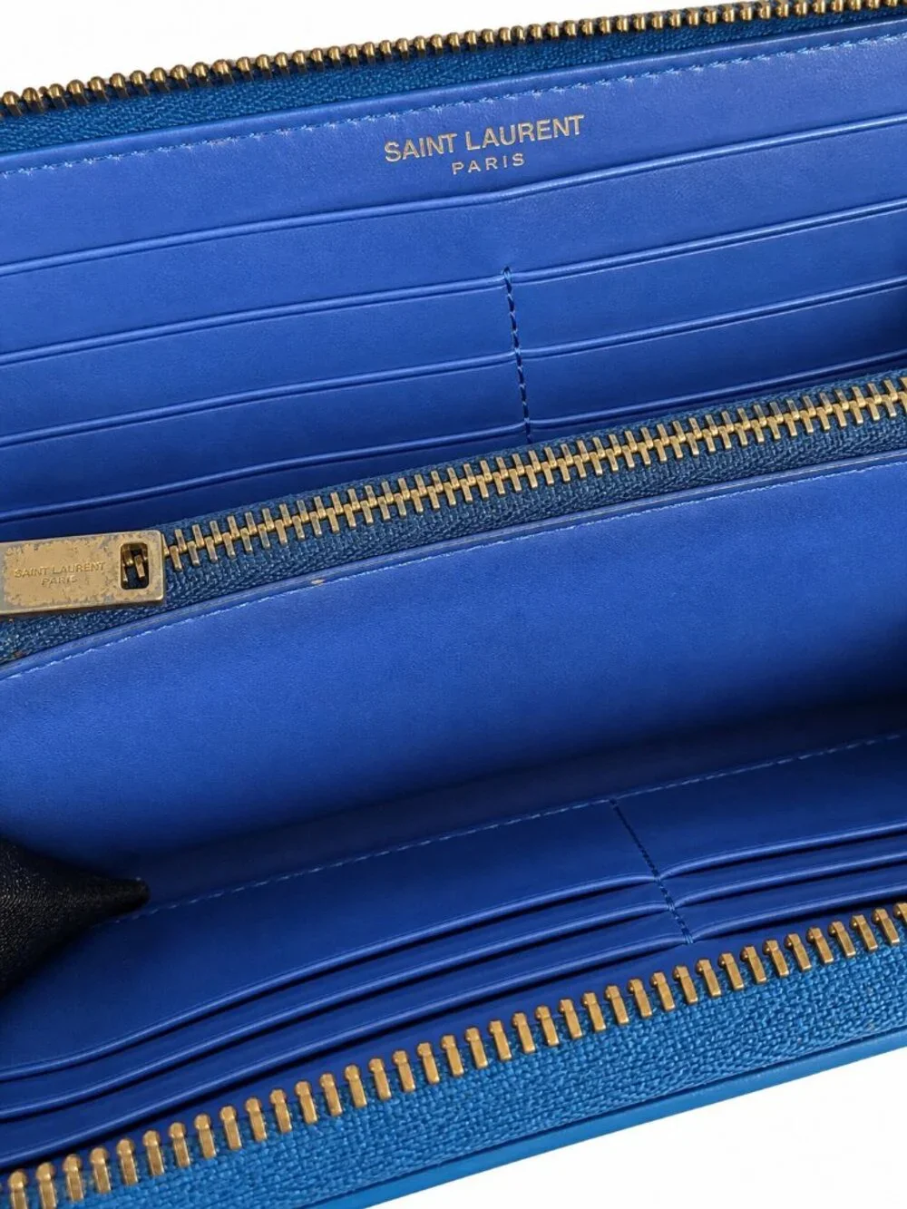 SAINT LAURENT | YSL Blue Leather Zip-Around Continental Wallet - Picture 6 of 7
